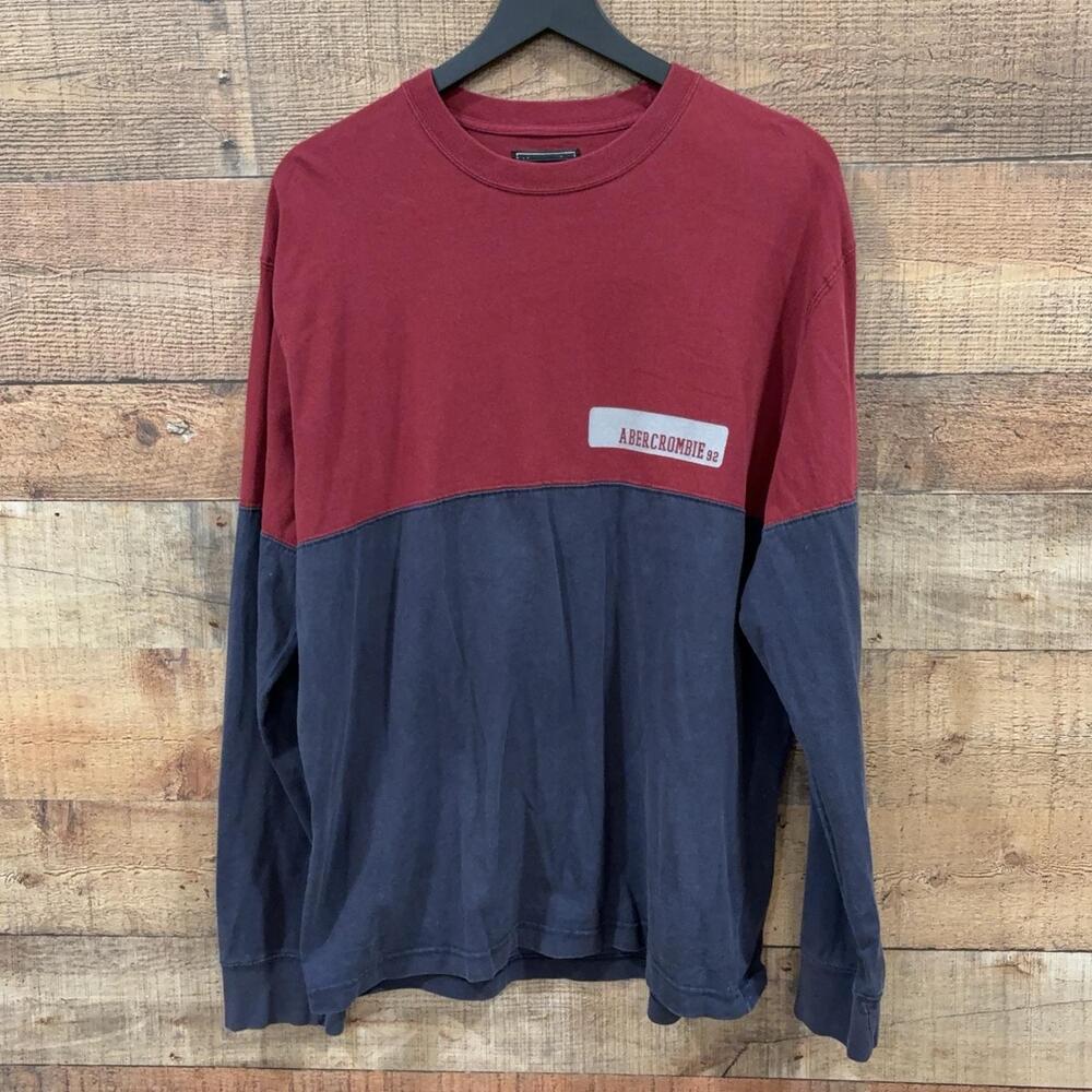 Abercrombie & Fitch Shirt Mens Size L Multicolor Colorblock Long Sleeve VTG